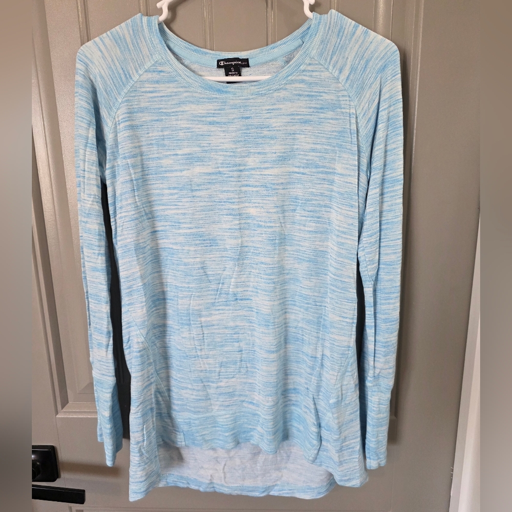 Champion Womans Small Light Blue Long Sleeve Shirt Nwot Soft Stretchy
